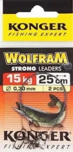 KONGER Przypon wolframowy 15kg 0,30mm 25cm 2szt.